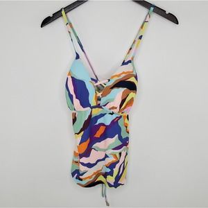 Salt + Cove Zebra Print Cross-Back Tankini Top